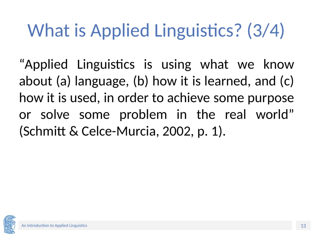 Applied Linguistics to Foreign Language Teaching - slide 13 of 39