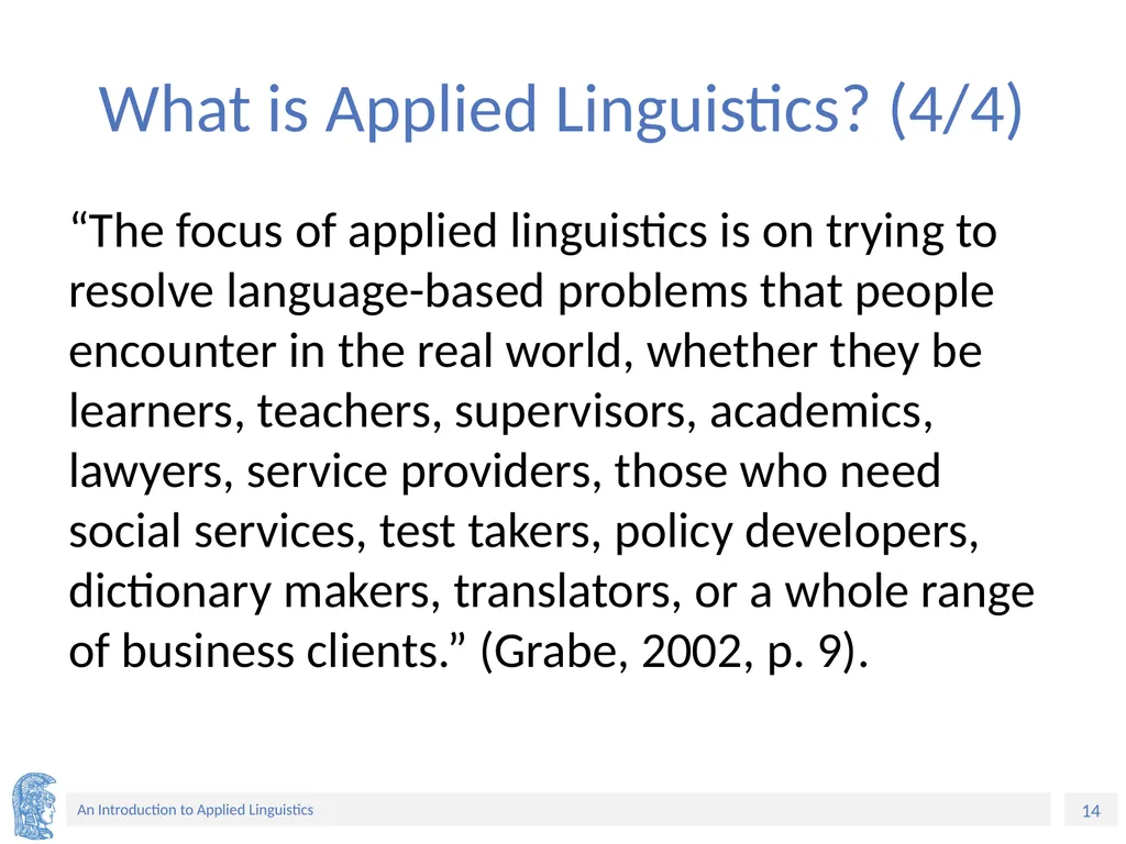Applied Linguistics to Foreign Language Teaching - slide 14 of 39