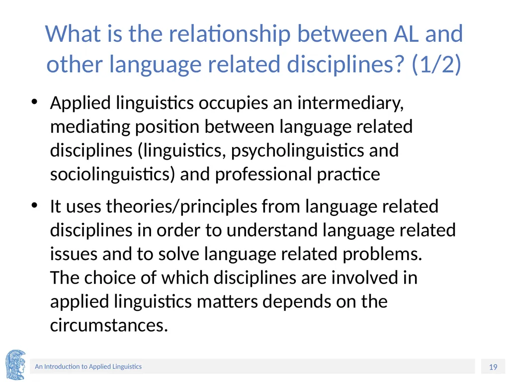 Applied Linguistics to Foreign Language Teaching - slide 19 of 39