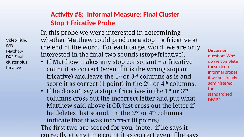 Activity #5: Norm-referenced Test: Diagnostic - slide 7 of 8
