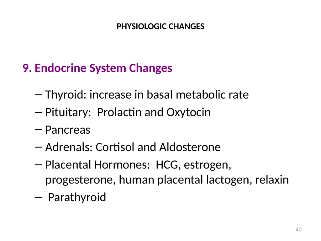 Objectives Menstruation Hormone function - slide 40 of 58