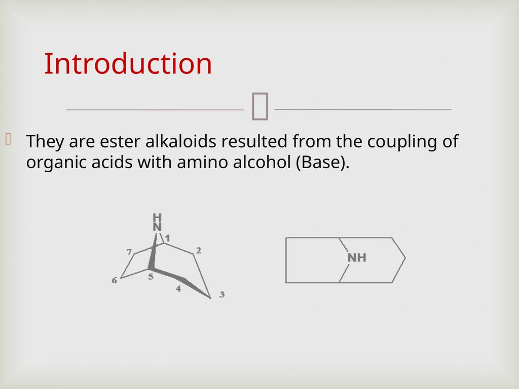 Tropane alkaloids LAB.3 Pharmacognosy 3rd Class, - slide 2 of 18