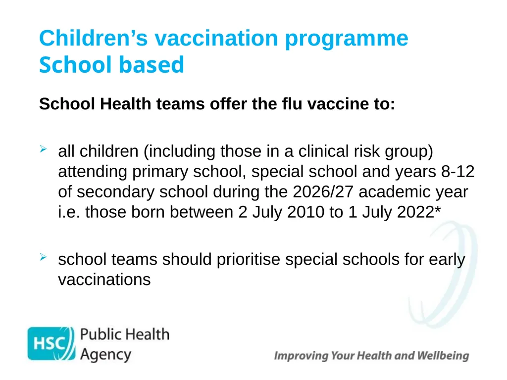 Childhood Influenza (flu) Immunisation Programme - slide 54 of 57