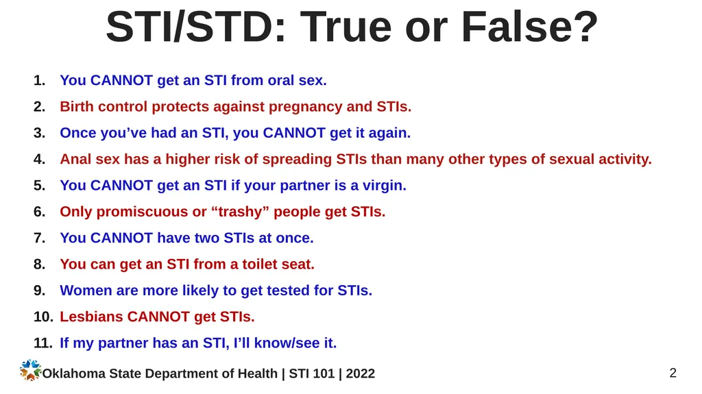 STI/STD STI/STD: True or False? You CANNOT get an - slide 2 of 34