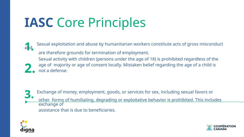 Training on prevention of sexual exploitation and - slide 22 of 39