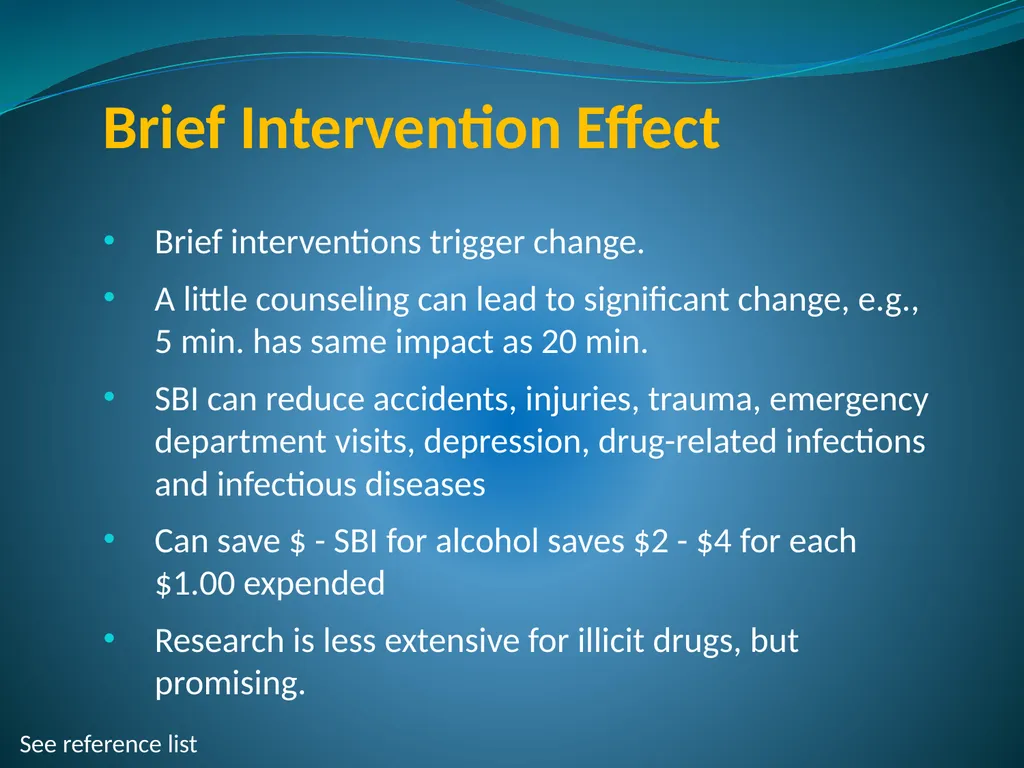 Screening, Brief Intervention & Referral to - slide 11 of 41