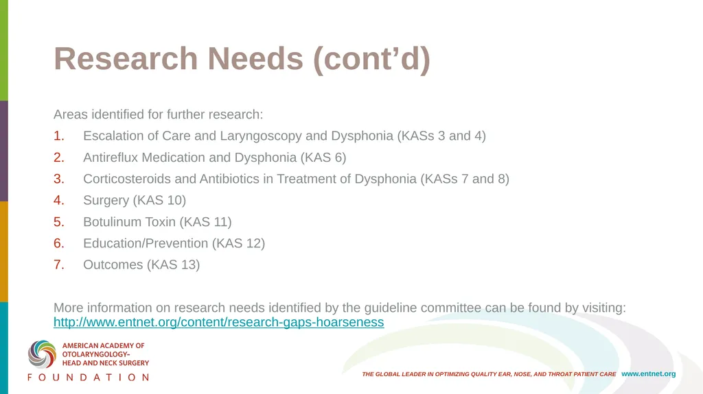 AAO-HNSF Clinical Practice Guideline: Hoarseness - slide 51 of 53