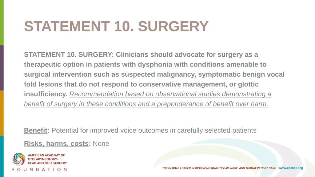 AAO-HNSF Clinical Practice Guideline: Hoarseness - slide 40 of 53