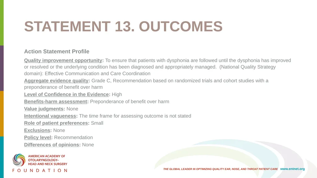 AAO-HNSF Clinical Practice Guideline: Hoarseness - slide 47 of 53