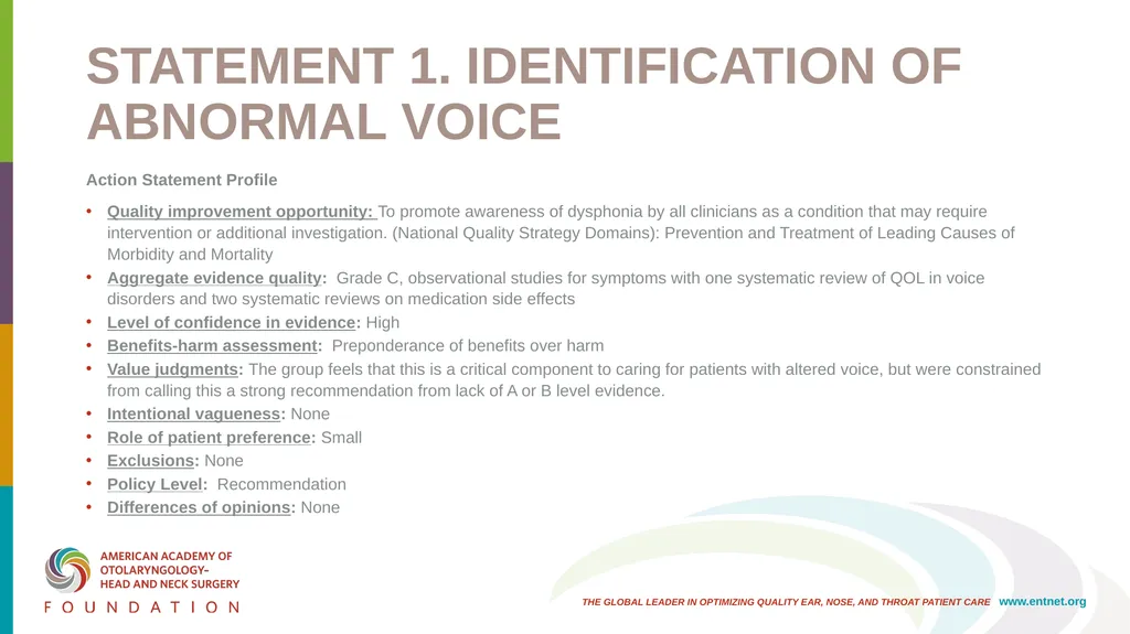 AAO-HNSF Clinical Practice Guideline: Hoarseness - slide 16 of 53