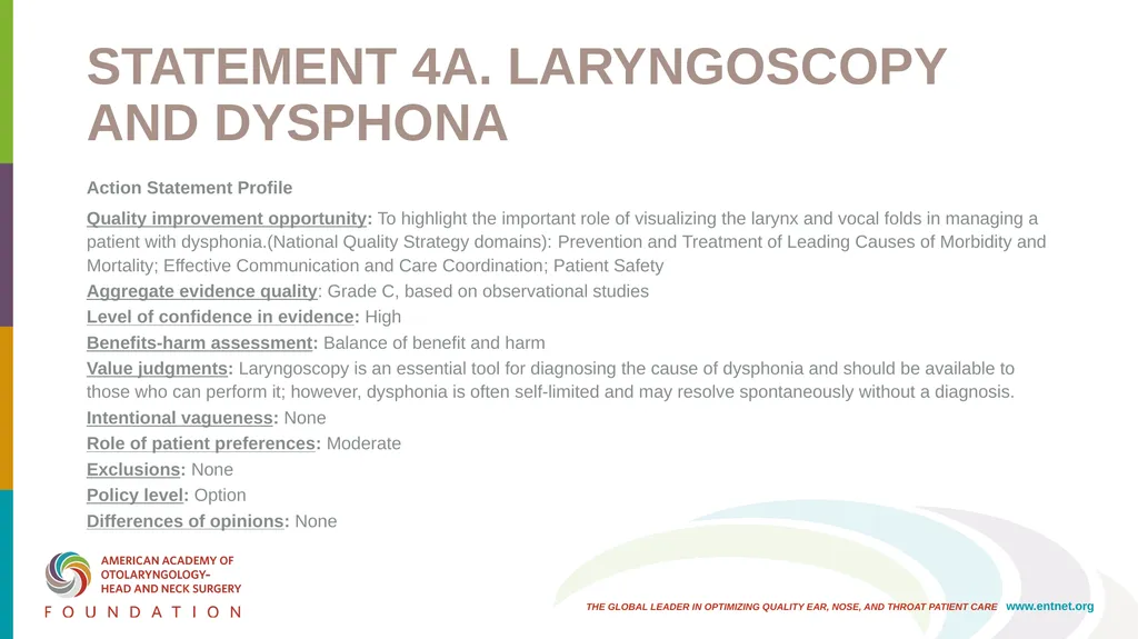 AAO-HNSF Clinical Practice Guideline: Hoarseness - slide 22 of 53
