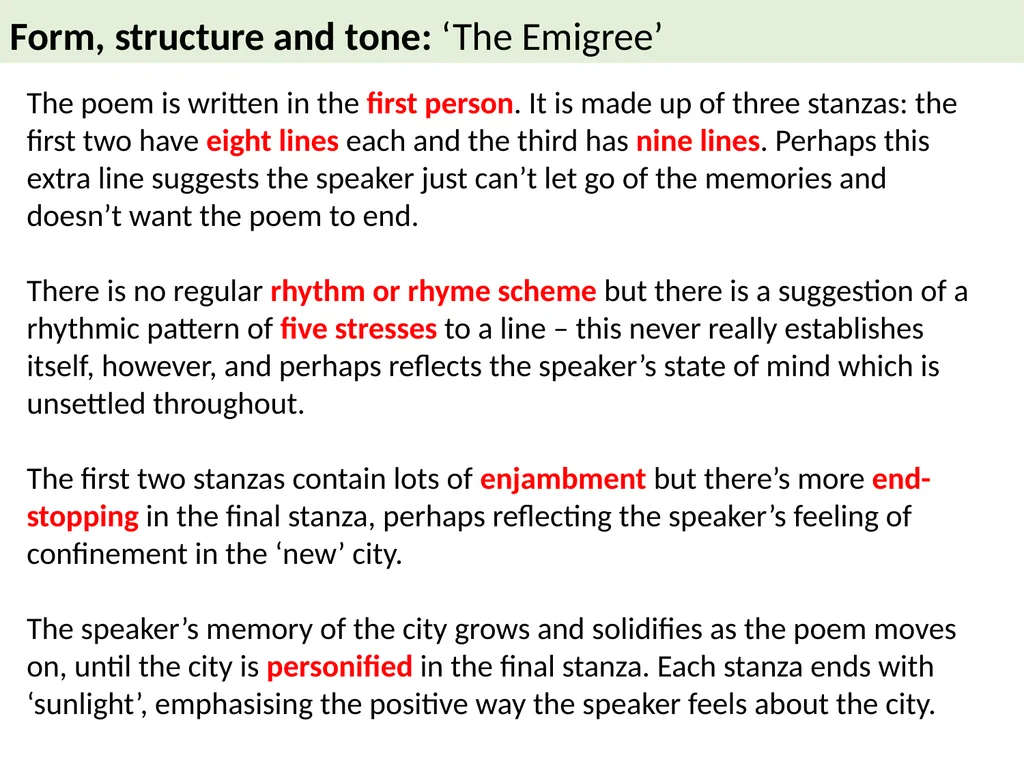 The Emigree By Carol Rumens Learning Objective To - slide 18 of 28