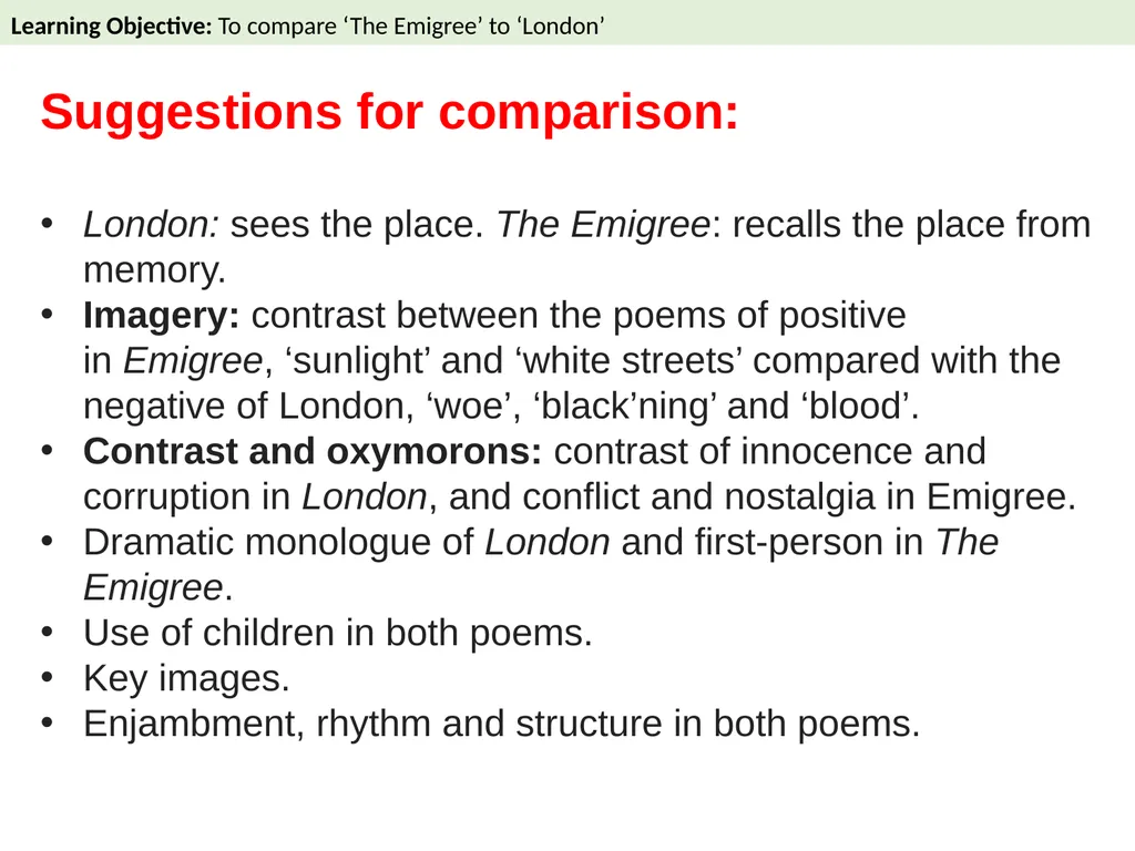 The Emigree By Carol Rumens Learning Objective To - slide 23 of 28