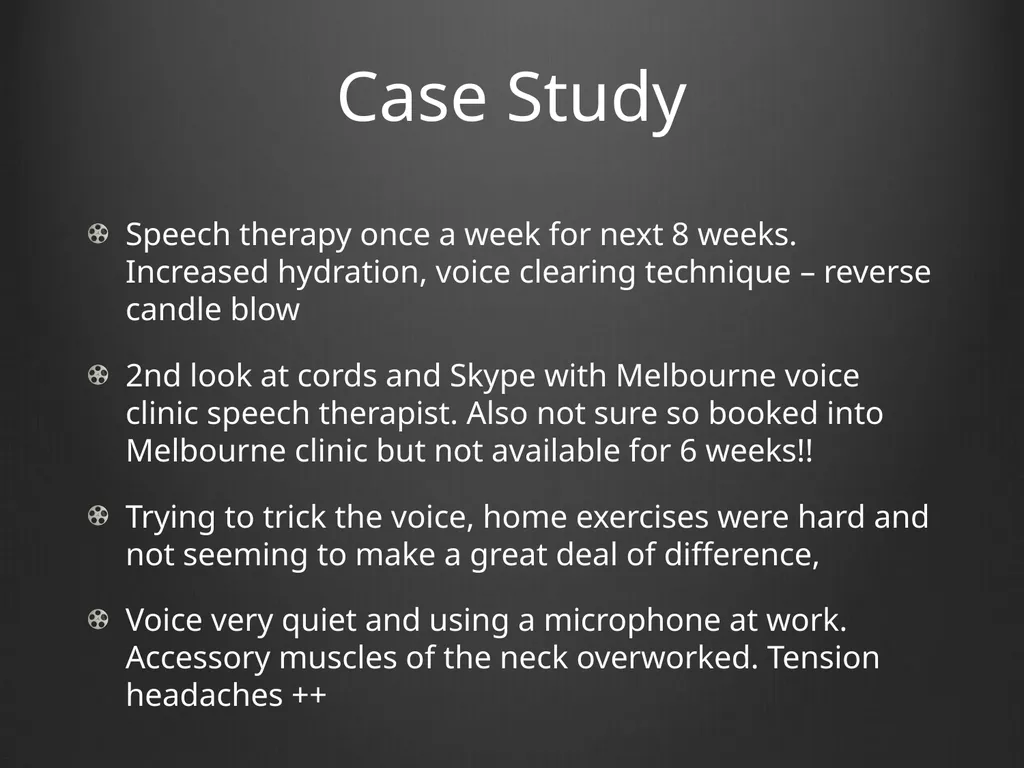 Dysphonia What A GP needs to know This is my - slide 13 of 20