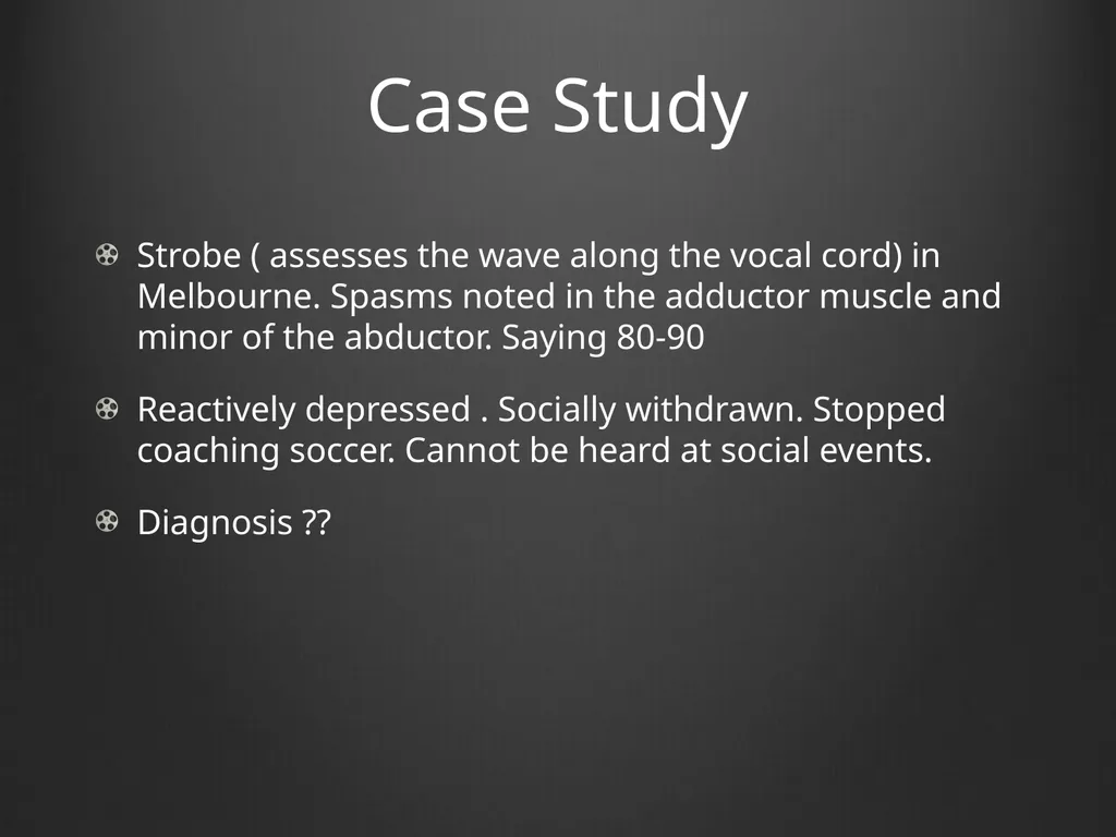 Dysphonia What A GP needs to know This is my - slide 14 of 20