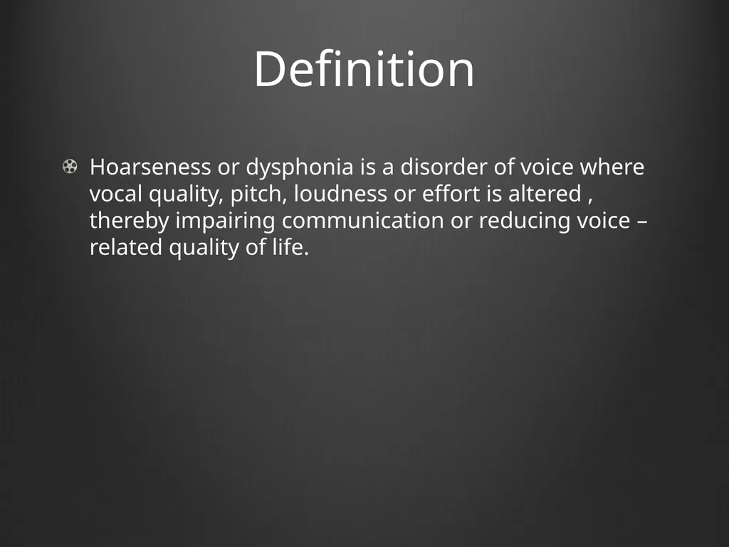 Dysphonia What A GP needs to know This is my - slide 3 of 20