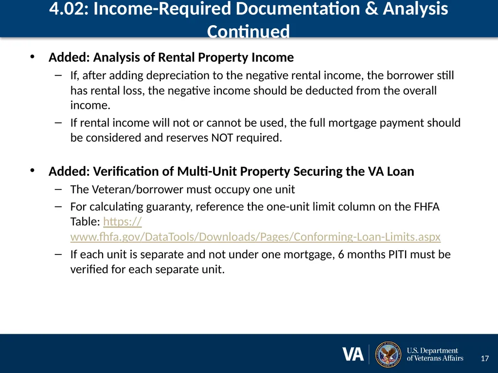 Lenders Handbook Chapter 4: Changes and Additions - slide 17 of 34