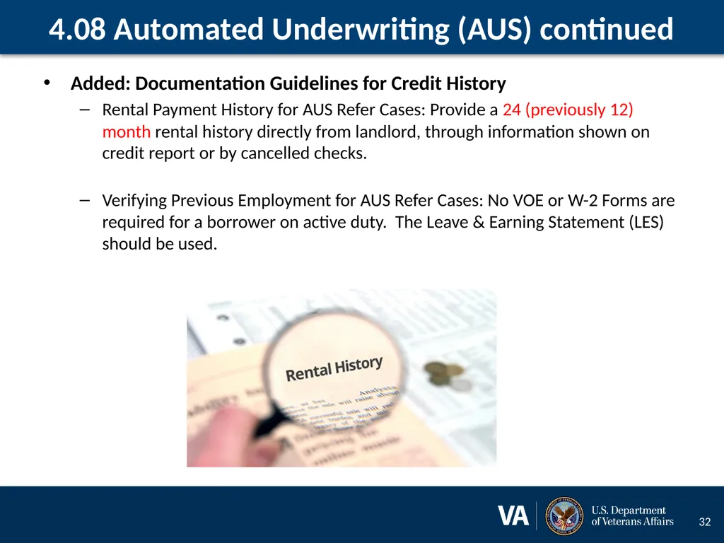 Lenders Handbook Chapter 4: Changes and Additions - slide 32 of 34