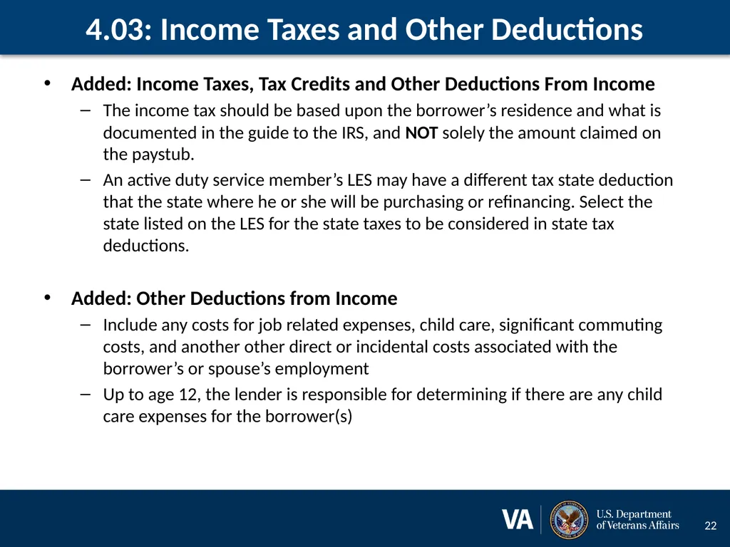 Lenders Handbook Chapter 4: Changes and Additions - slide 22 of 34