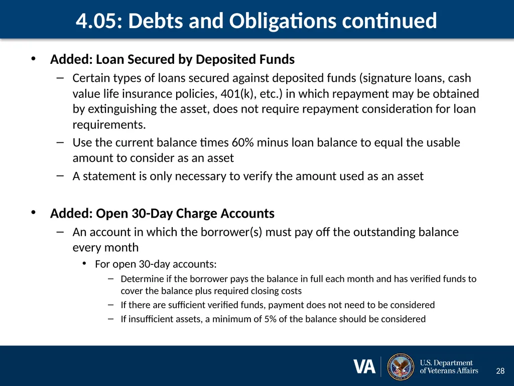 Lenders Handbook Chapter 4: Changes and Additions - slide 28 of 34