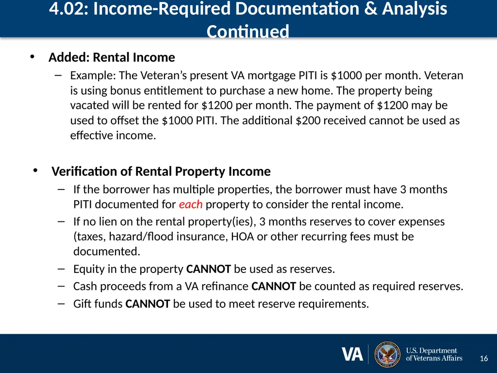 Lenders Handbook Chapter 4: Changes and Additions - slide 16 of 34