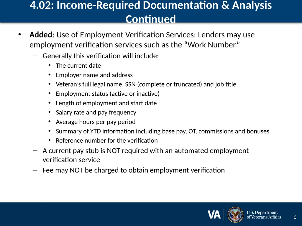 Lenders Handbook Chapter 4: Changes and Additions - slide 5 of 34