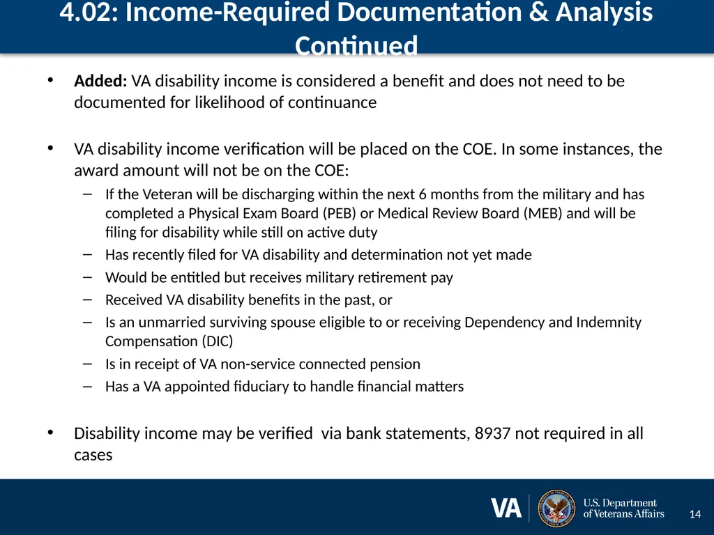 Lenders Handbook Chapter 4: Changes and Additions - slide 14 of 34