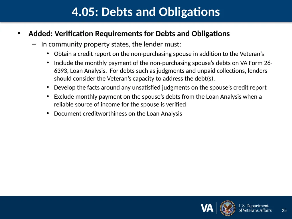Lenders Handbook Chapter 4: Changes and Additions - slide 25 of 34