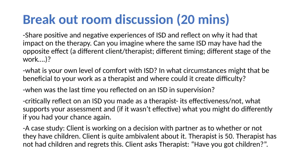 GANZ Presentation: Self Disclosure Break out - slide 18 of 20