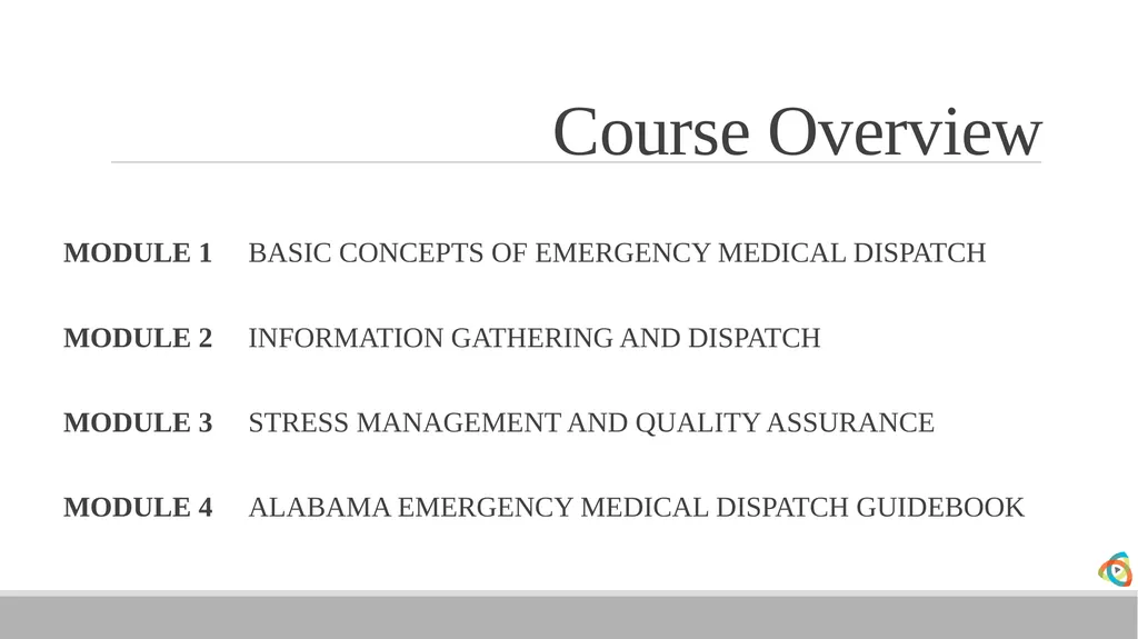 Alabama EMD Program Phase 2 Practitioner Course - slide 2 of 98