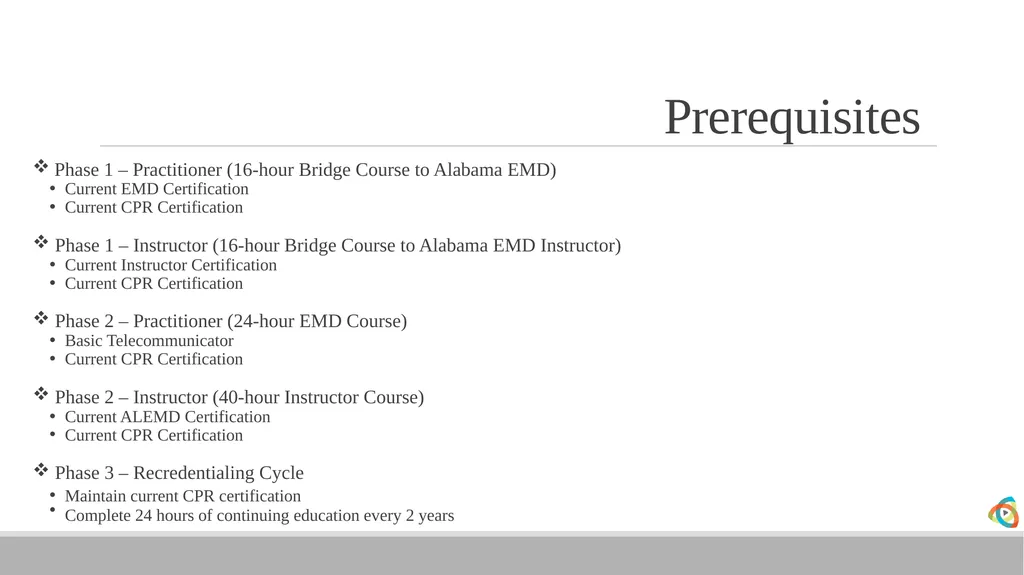 Alabama EMD Program Phase 2 Practitioner Course - slide 92 of 98