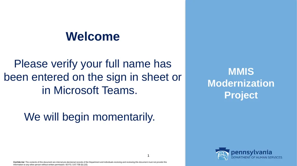 Welcome Please verify your full name has been - slide 1 of 124