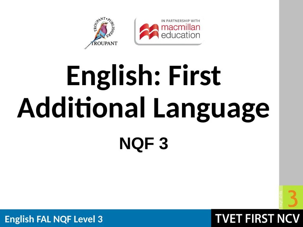 English: First Additional Language NQF 3 Revision - slide 1 of 19
