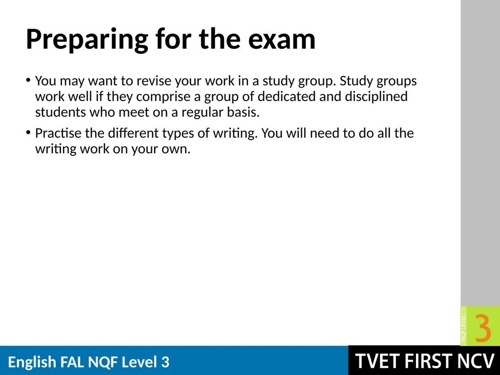 English: First Additional Language NQF 3 Revision - slide 15 of 19
