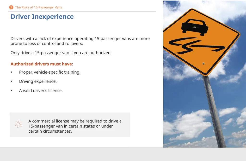 Driver Safety for 15-Passenger Vans DISCLAIMER - slide 7 of 40