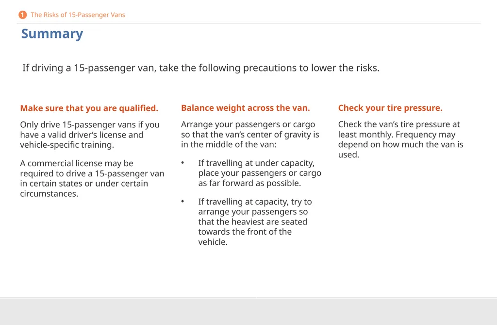 Driver Safety for 15-Passenger Vans DISCLAIMER - slide 12 of 40