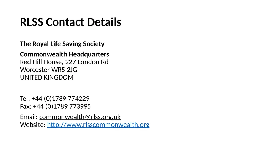 The Royal Life Saving Society January 2021 What is - slide 42 of 42