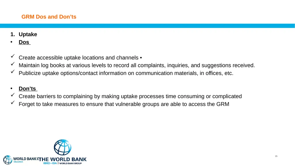 Grievance Redress Mechanism Sensitization of - slide 15 of 26