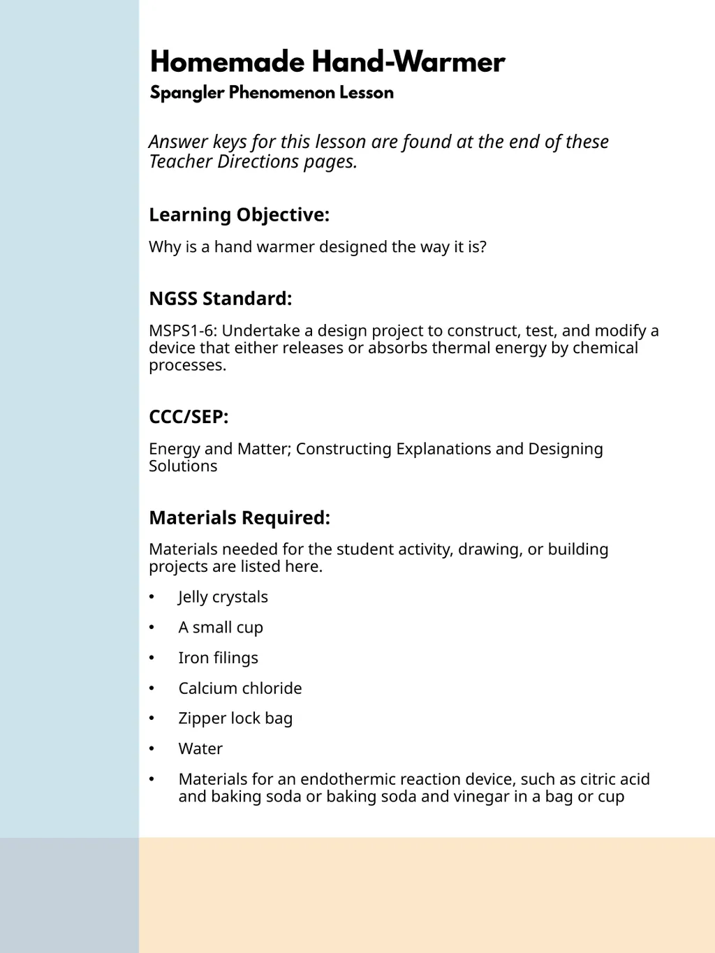 Teacher Directions, Handouts, and Answer Key - slide 2 of 16