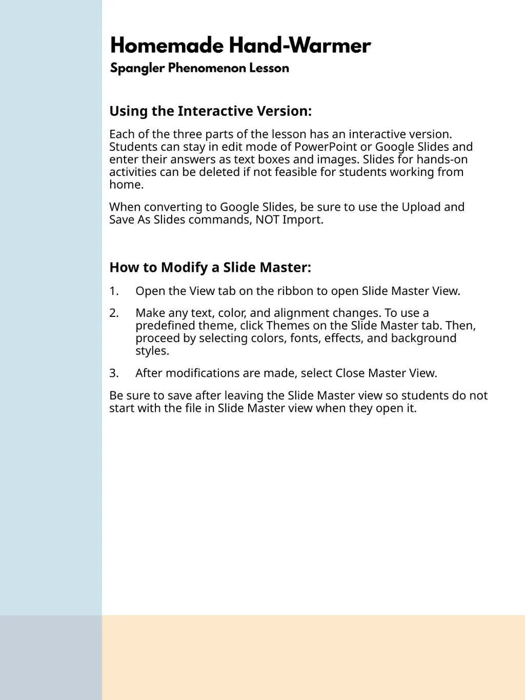 Teacher Directions, Handouts, and Answer Key - slide 3 of 16