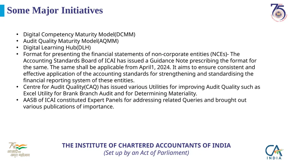 Presentation on ICAI @75 by CA. Ranjeet Kumar - slide 16 of 23