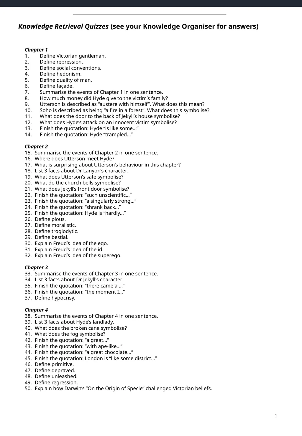 1 Knowledge Retrieval Quizzes (see your Knowledge - slide 1 of 4