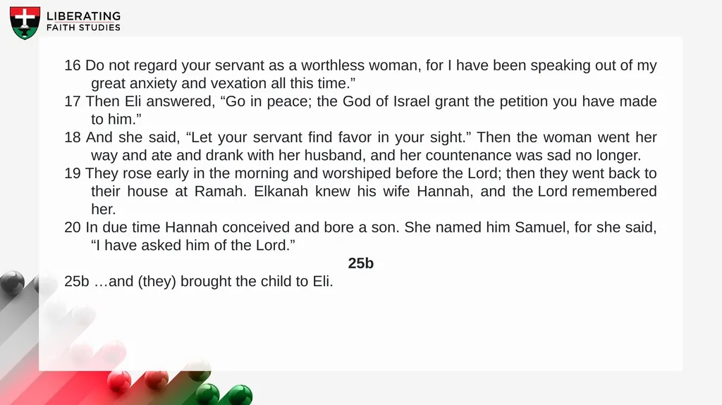 LESSON 2: JUNE 14 Hannah, a Godly Mother Focus - slide 4 of 22