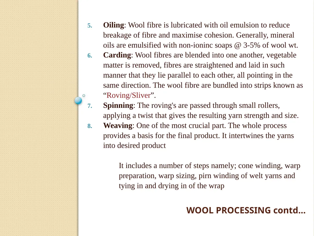 Wool Part 2 (A part of Unit II- 3rd Prof. - slide 13 of 17
