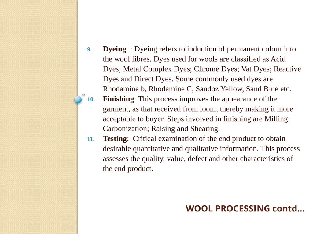 Wool Part 2 (A part of Unit II- 3rd Prof. - slide 14 of 17