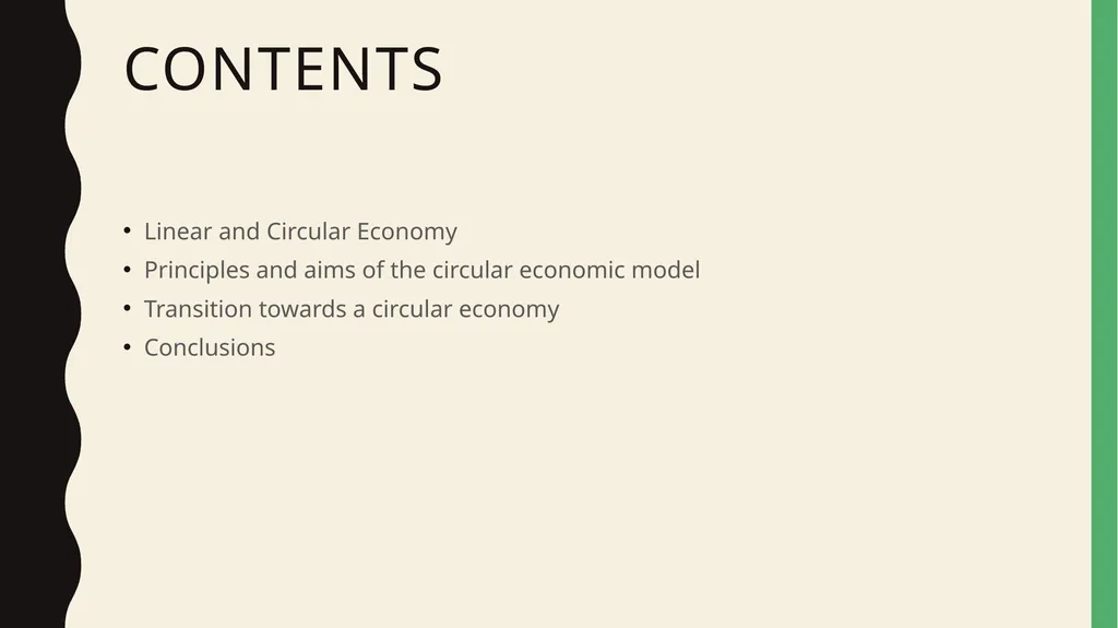 The circular economy Contents Linear and Circular - slide 2 of 12