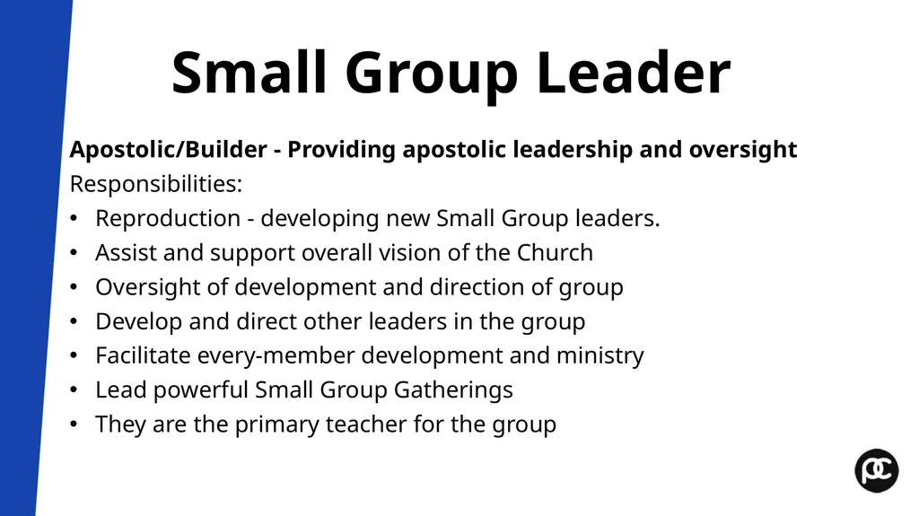Small Group Leader Training Workshop Pastor’s - slide 26 of 61
