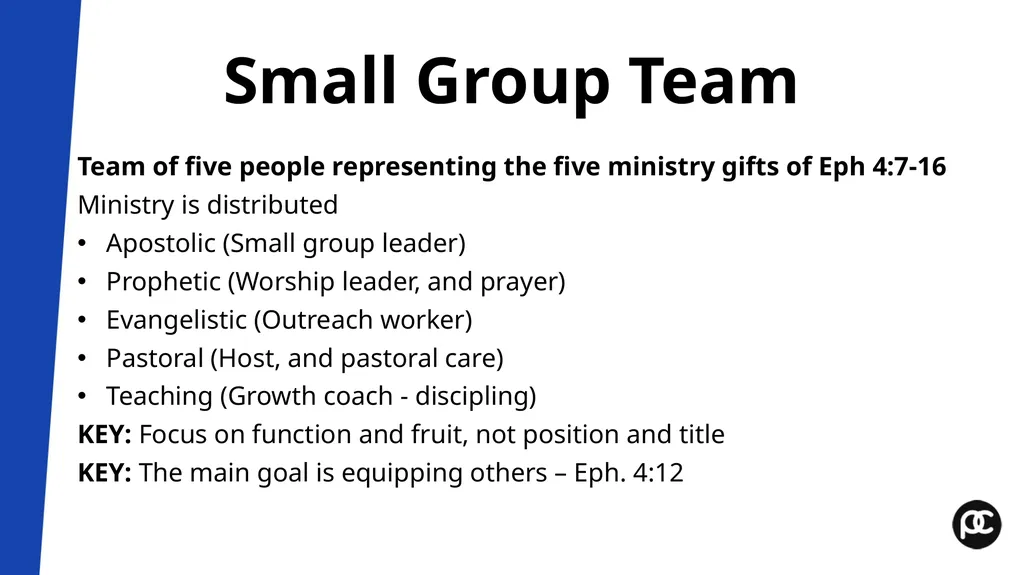 Small Group Leader Training Workshop Pastor’s - slide 25 of 61