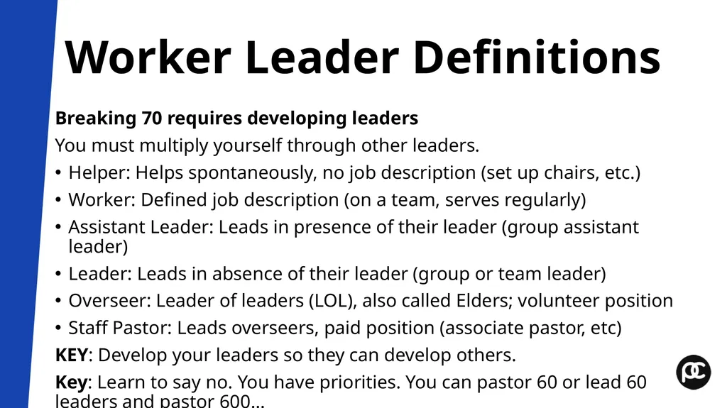 Small Group Leader Training Workshop Pastor’s - slide 15 of 61