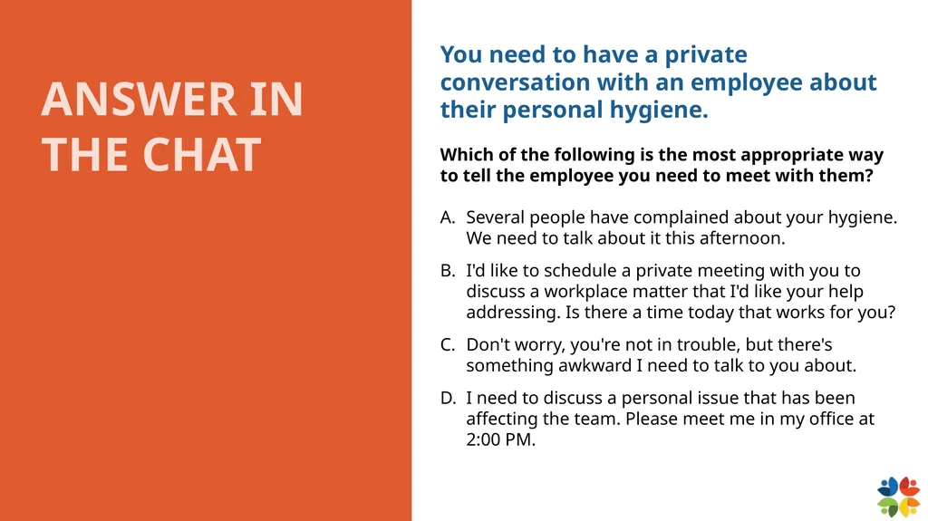 Which type of difficult conversation are you most - slide 20 of 50